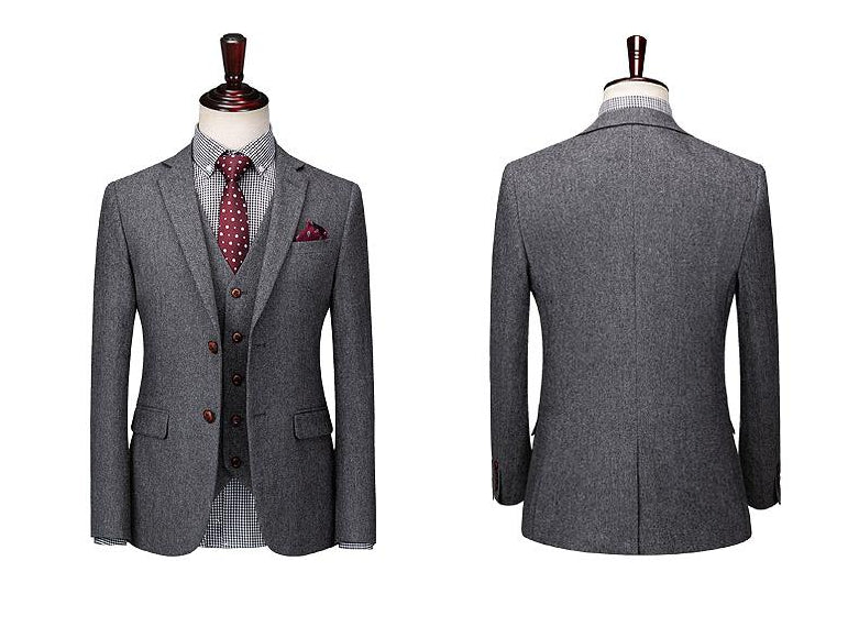 Classic Grey Wool Blend Two buttons Suit – JT Menswear