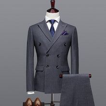 Load image into Gallery viewer, Grey Stripe Double-Breasted Suit