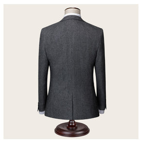 Classic Grey Wool Blend Two buttons Suit