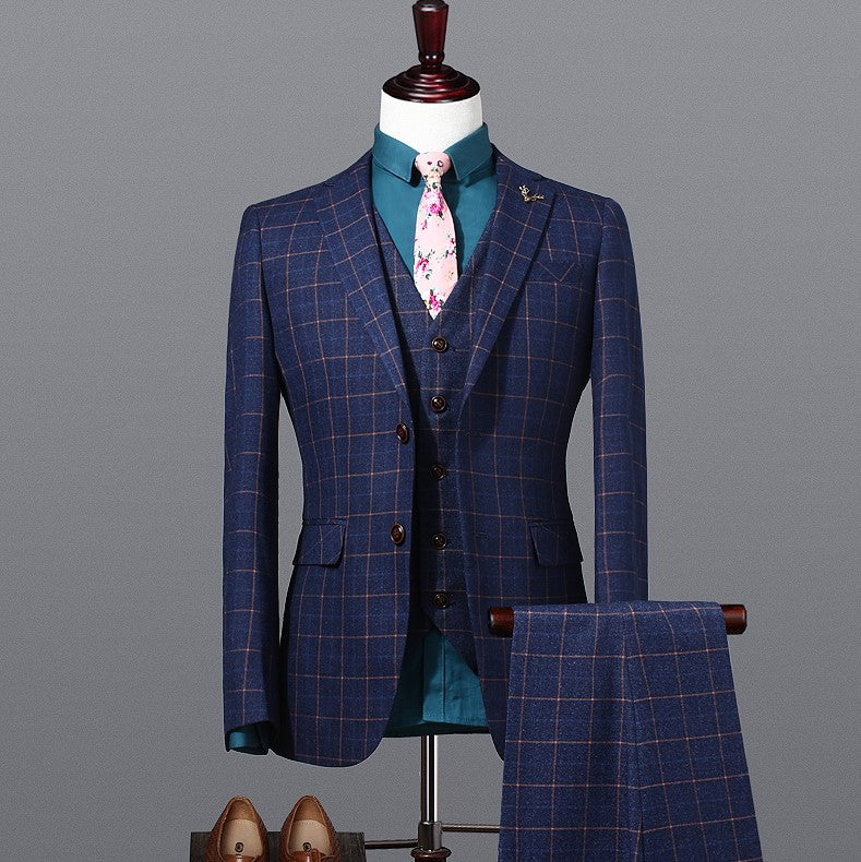 Blue Checked Coat Suit Checks Coat Pant Royal Blue Check Coat Pant