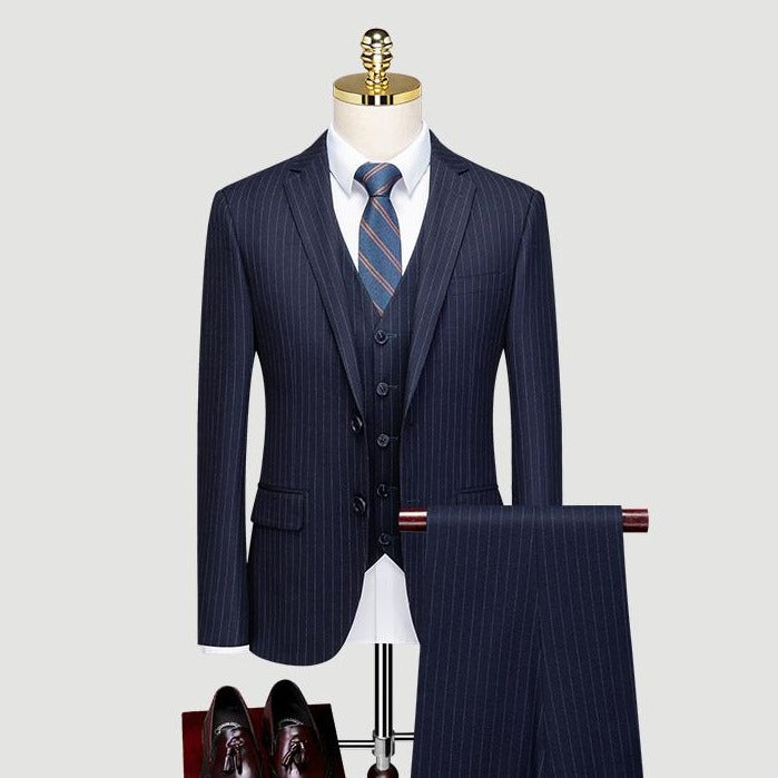 Blue White Stripe Winter Suit