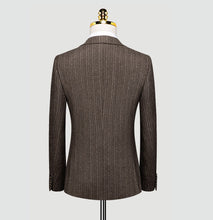 Load image into Gallery viewer, Brown Stripe Wool Blend Winter Suit