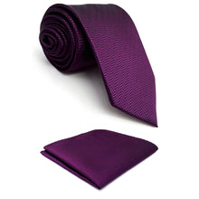 Load image into Gallery viewer, Purple Silk Necktie &amp; Handkerchief