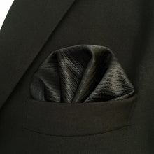 Load image into Gallery viewer, Black Silk Necktie &amp; Handkerchief