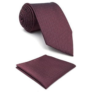 Red Purple Necktie & Handkerchief