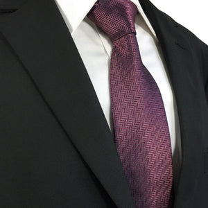 Red Purple Necktie & Handkerchief