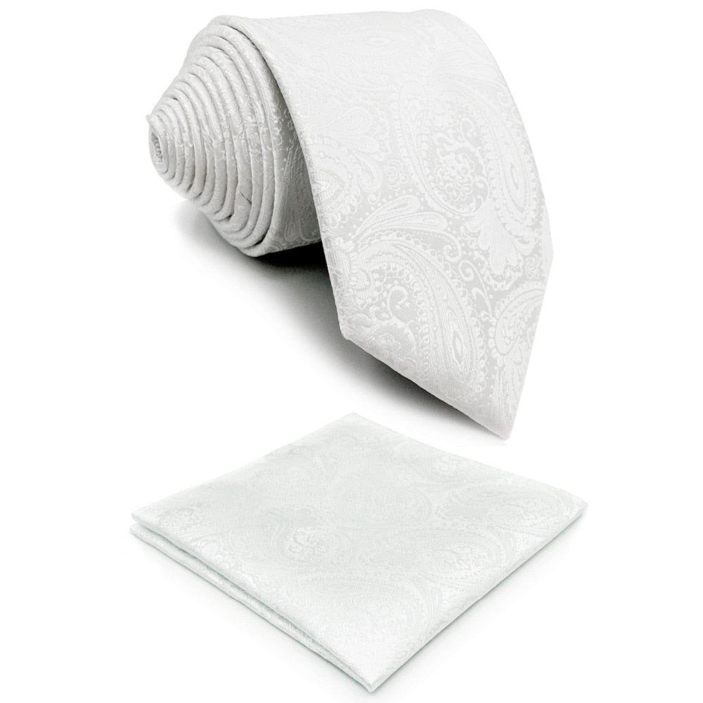 White Necktie & Handkerchief