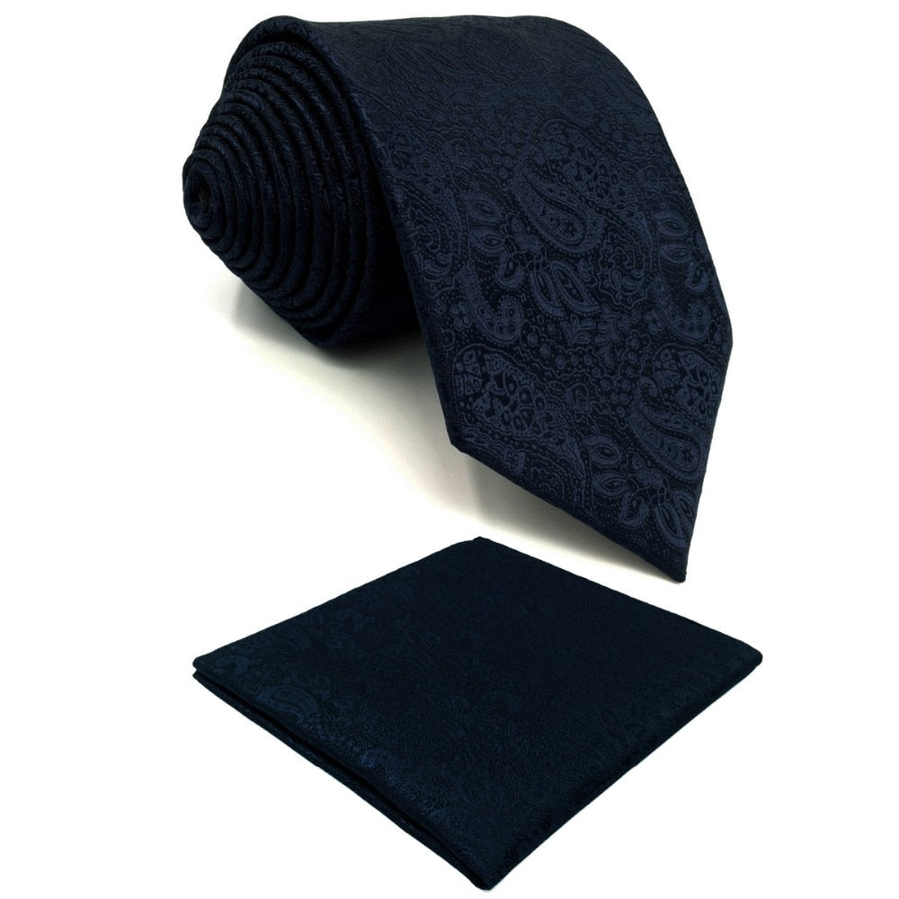 Dark Blue Necktie & Handkerchief